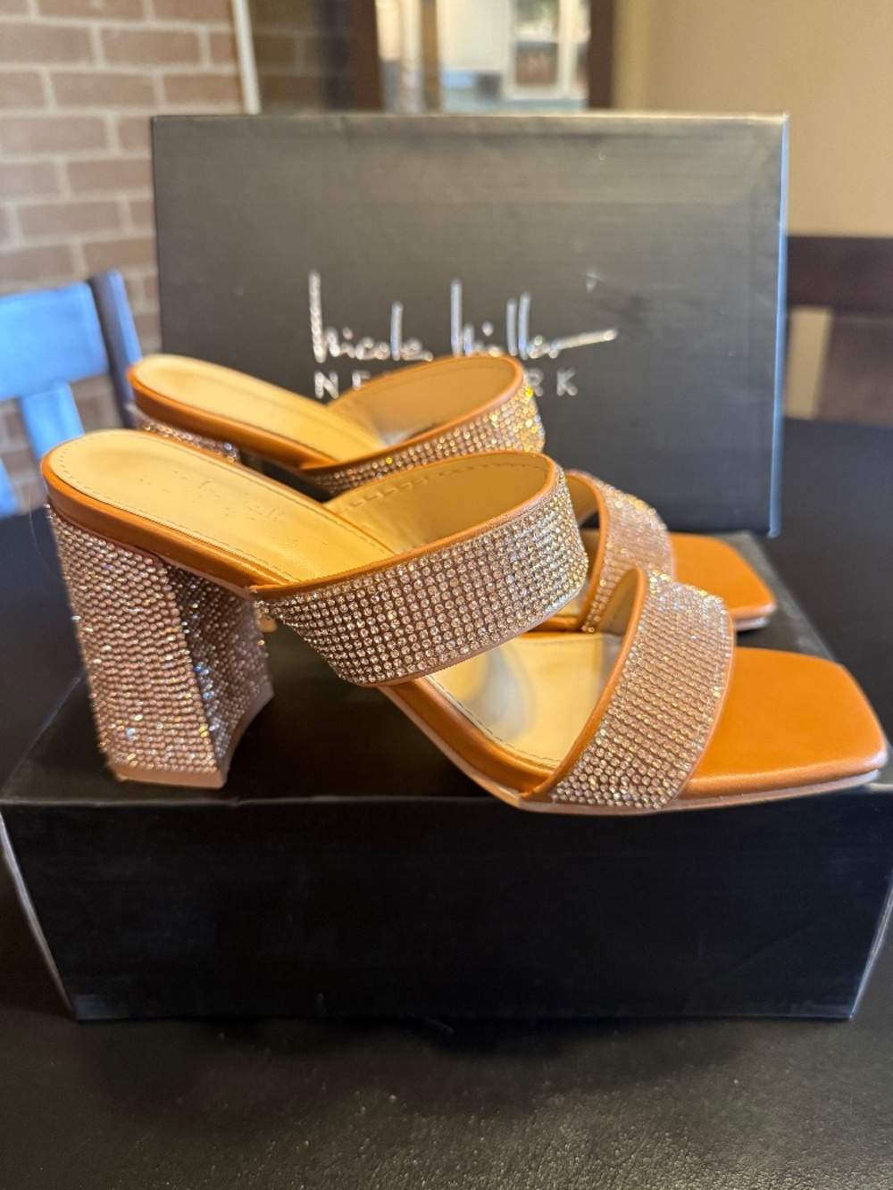 Rose gold Nicole Miller chunky heels